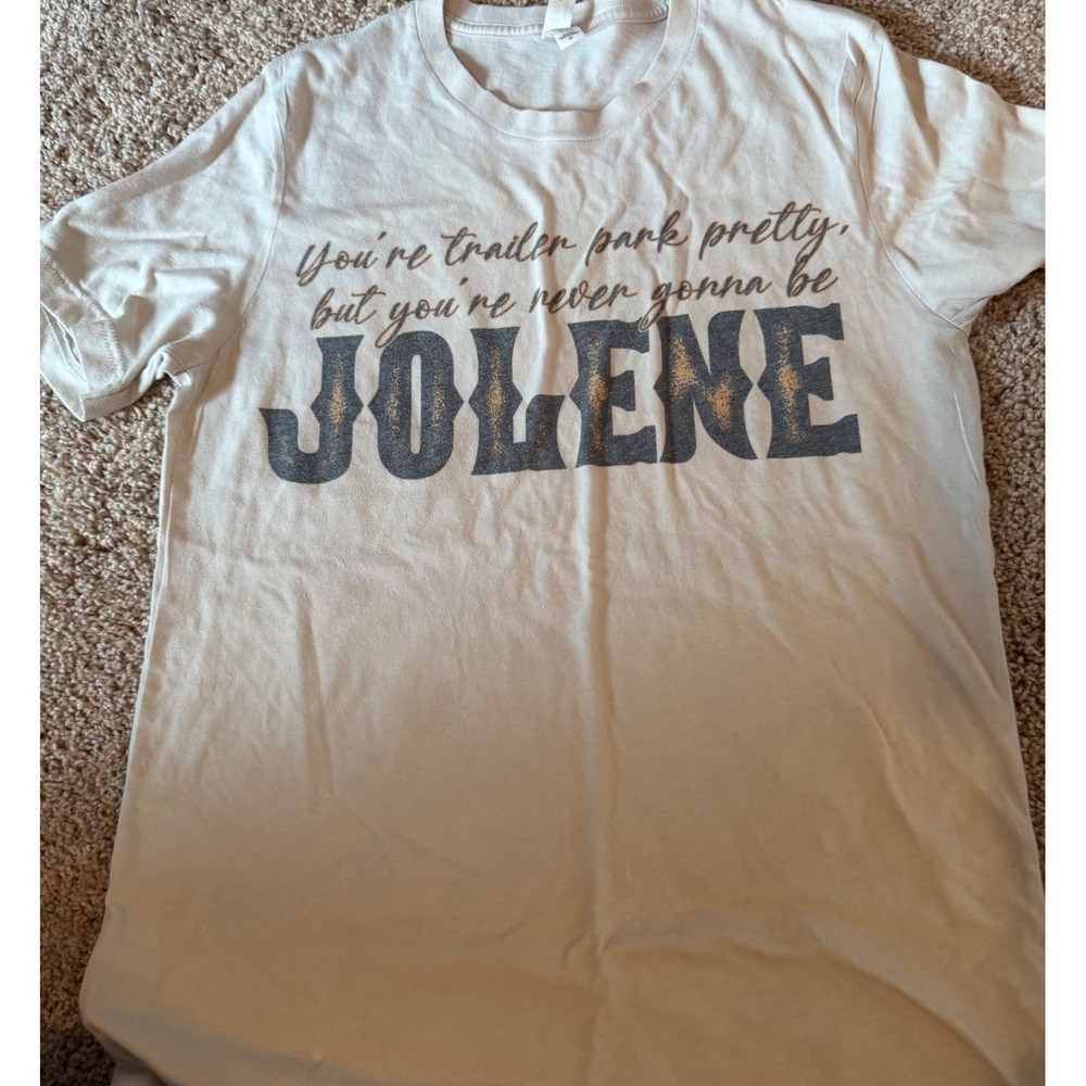 Dolly Parton Canvas Jolene Trailer Park Pretty Graphic Tee Cream Medium